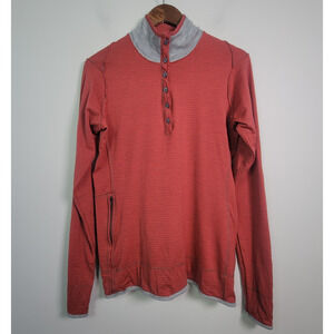 Nau Mens S Merino Wool Base Layer Henley Long Sleeve Red Gray Stretch